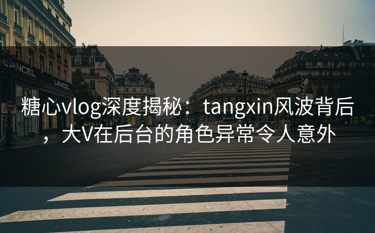 糖心vlog深度揭秘:tangxin风波背后,大V在后台的角色异常令人意外 糖心vlog深度揭秘:tangxin风波背后,大V在后台的角色异常令人意外
