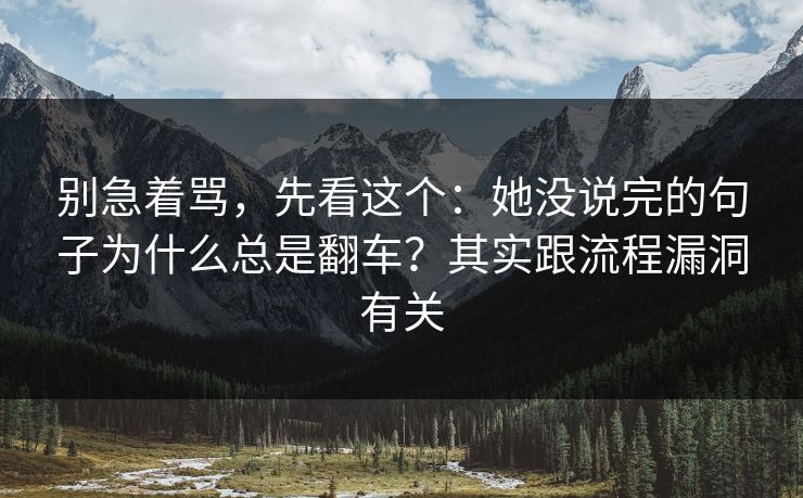 别急着骂，先看这个：她没说完的句子为什么总是翻车？其实跟流程漏洞有关