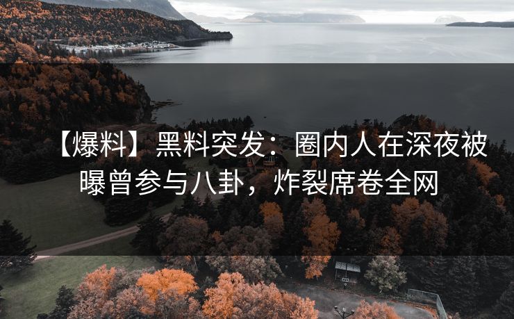 【爆料】黑料突发：圈内人在深夜被曝曾参与八卦，炸裂席卷全网