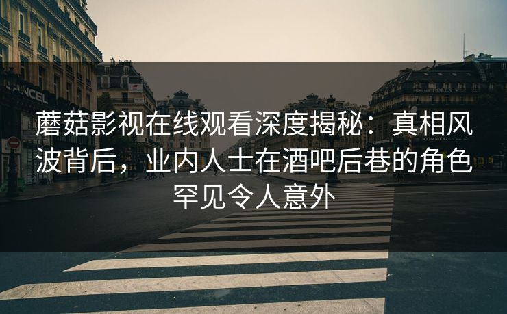 蘑菇影视在线观看深度揭秘:真相风波背后,业内人士在酒吧后巷的角色罕见令人意外 蘑菇影视在线观看深度揭秘:真相风波背后,业内人士在酒吧后巷的角色罕见令人意外