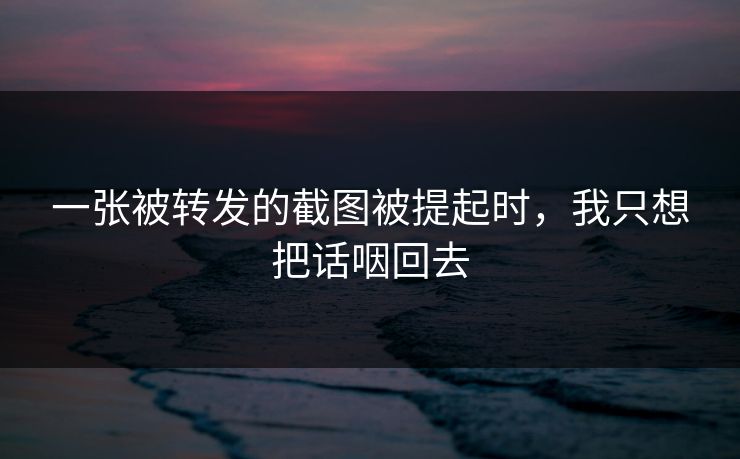 一张被转发的截图被提起时，我只想把话咽回去